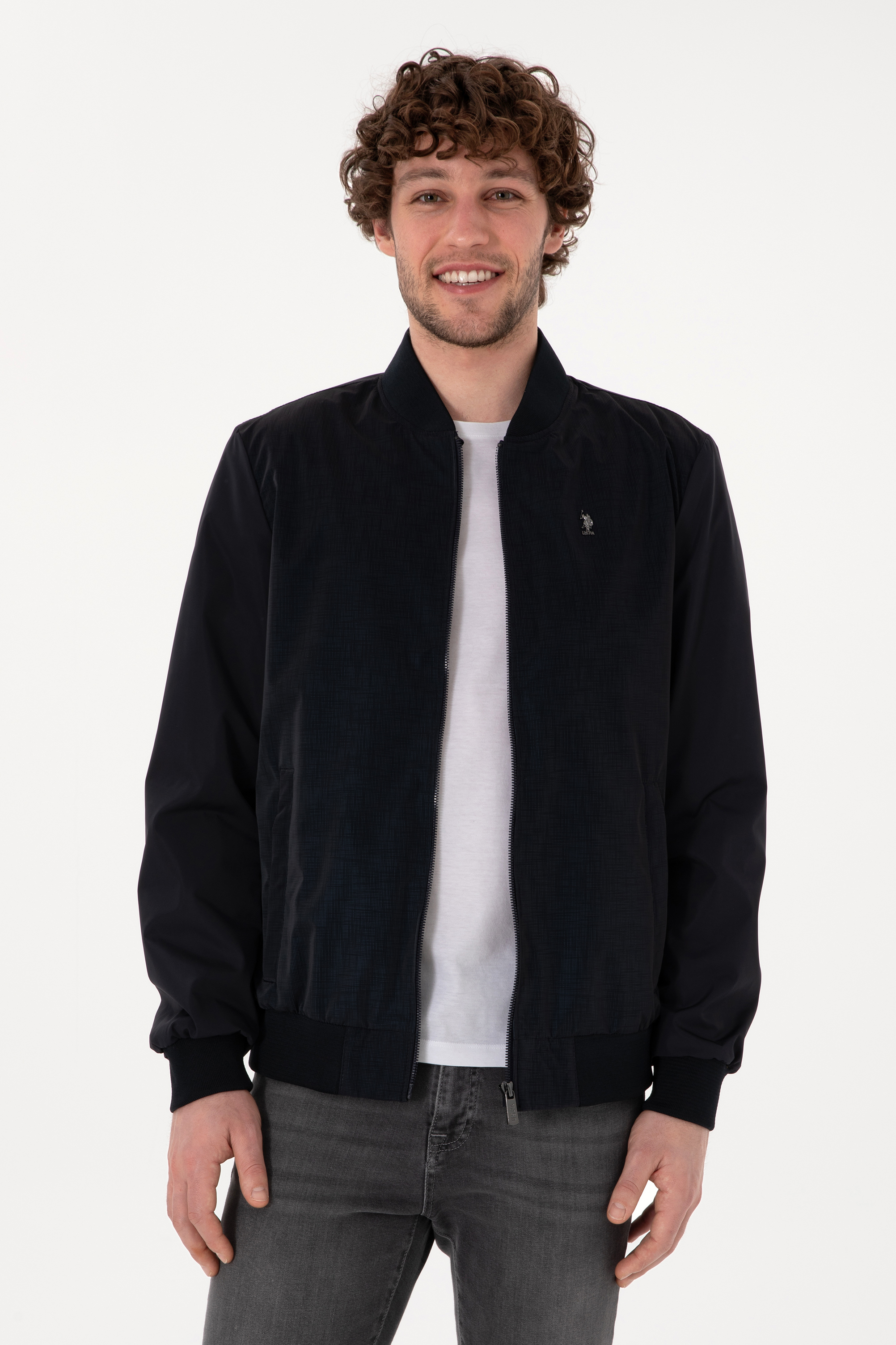 کاپشن چرم لاجورد استاندارد فیت مردانه یو اس پولو | US POLO ASSN