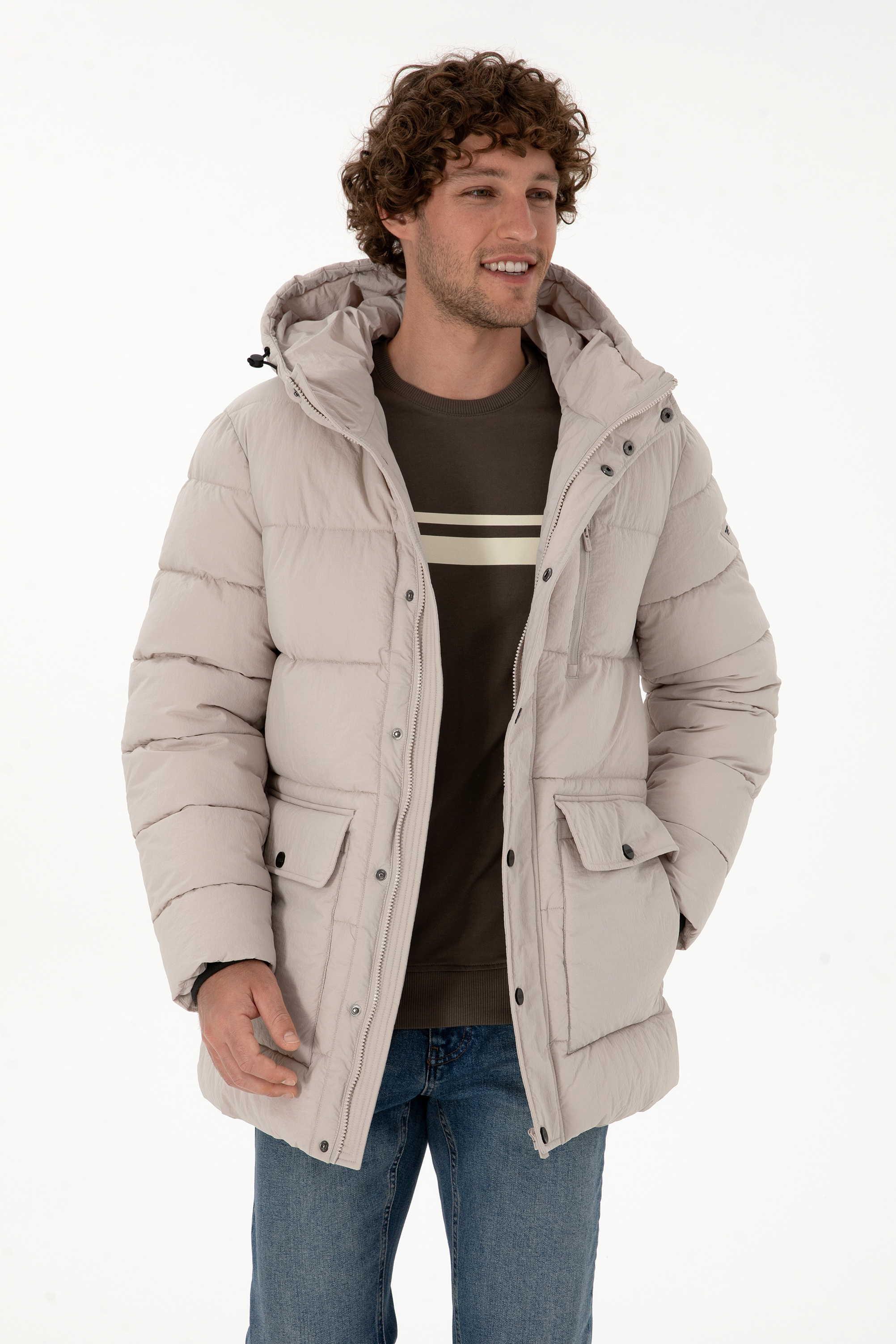کاپشن خاکستری رگولار مردانه یو اس پولو | US POLO ASSN