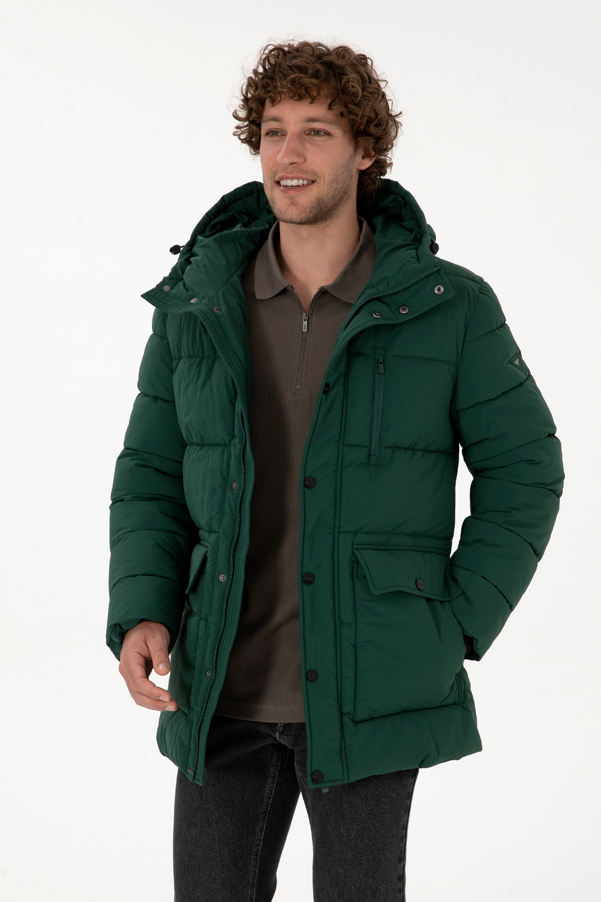 کاپشن سبز تیره رگولار مردانه یو اس پولو | US POLO ASSN