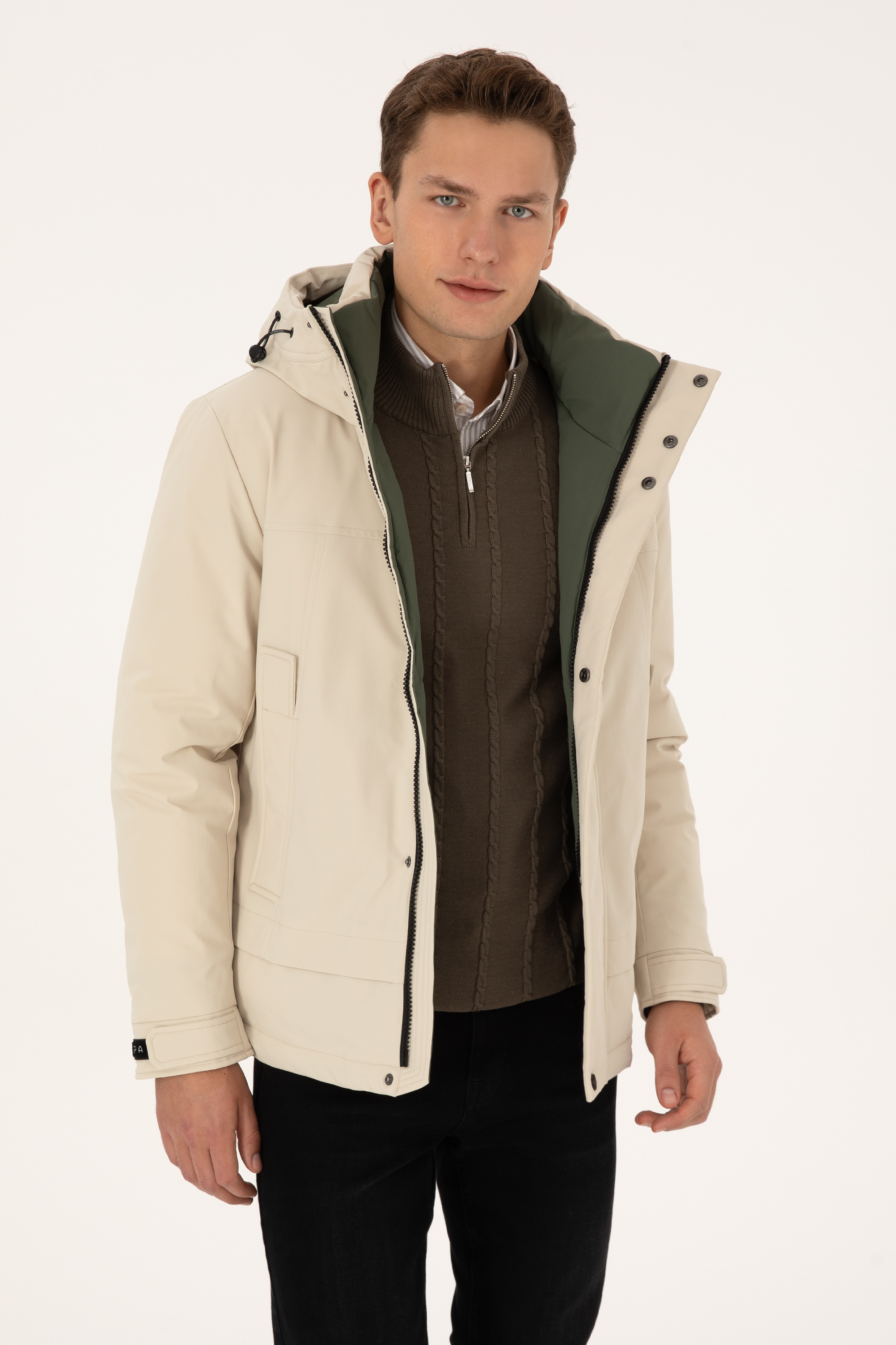 کاپشن کرمی رگولار مردانه یو اس پولو | US POLO ASSN