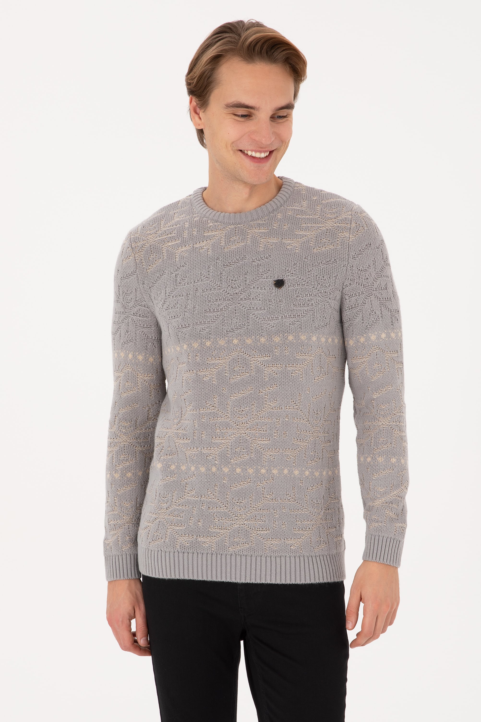 بافت خاکستری ریلکس مردانه یو اس پولو | US POLO ASSN