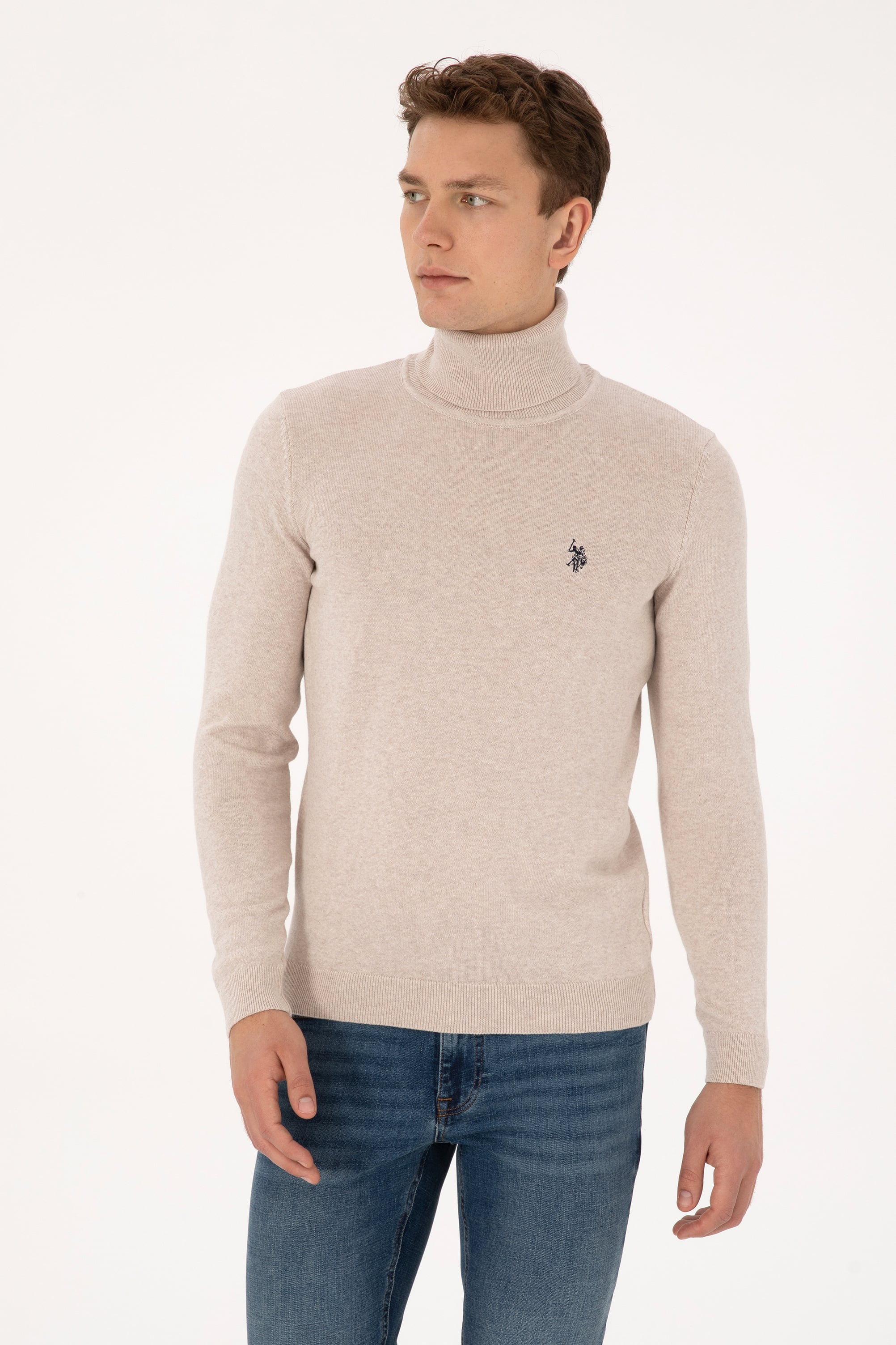 بافت خاکستری ملانژ اندامی مردانه یو اس پولو | US POLO ASSN