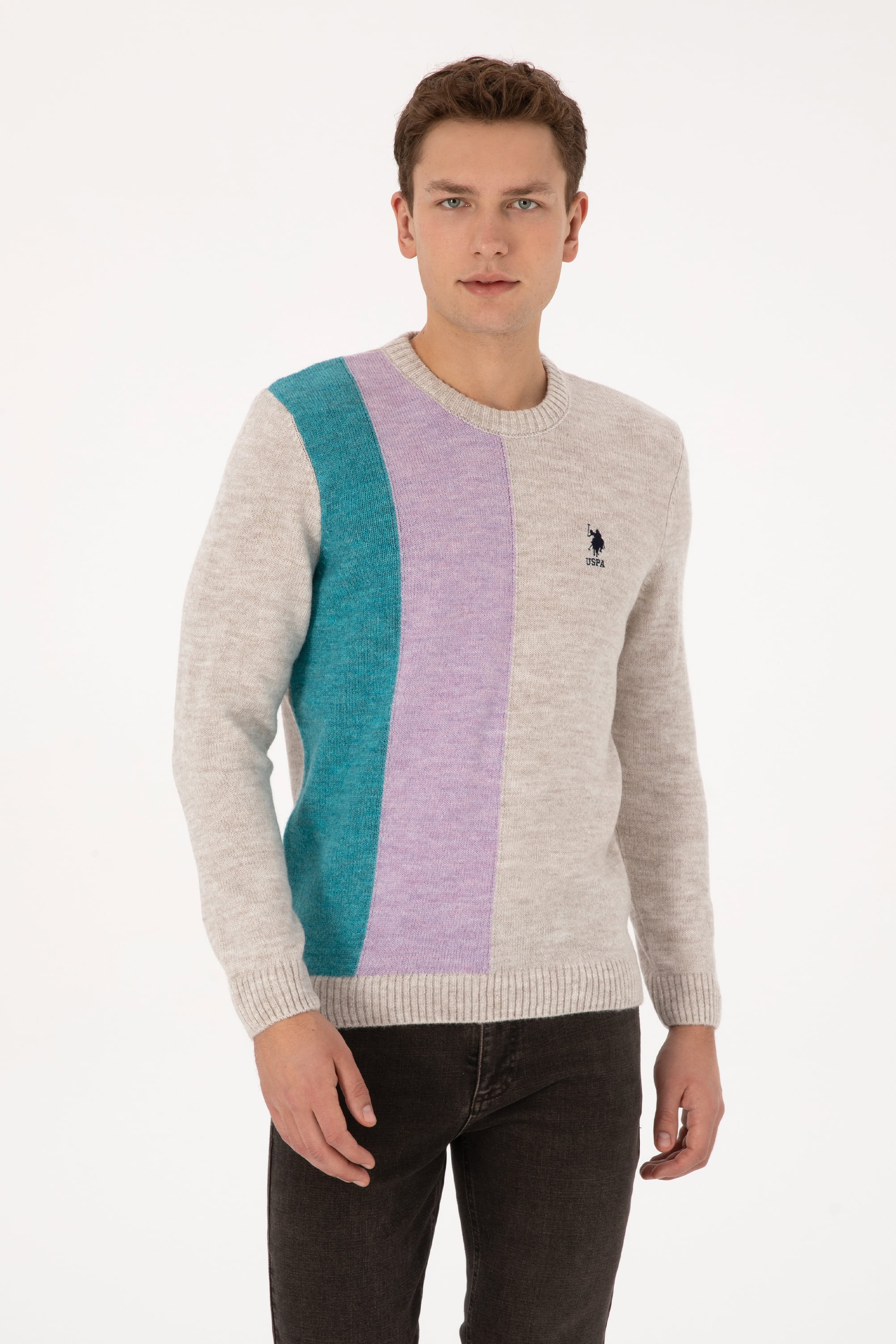 بافت خاکستری رگولار مردانه یو اس پولو | US POLO ASSN