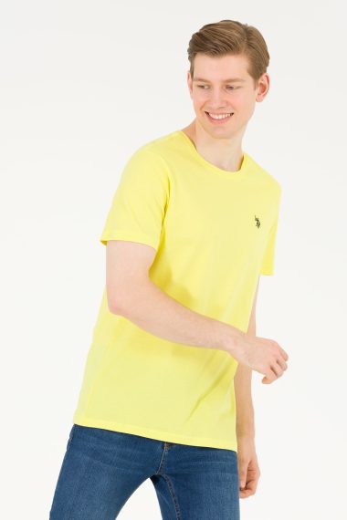 پولوشرت یقه گرد لیمویی  رگولار آستین کوتاه مردانه یو اس پولو | US POLO ASSN