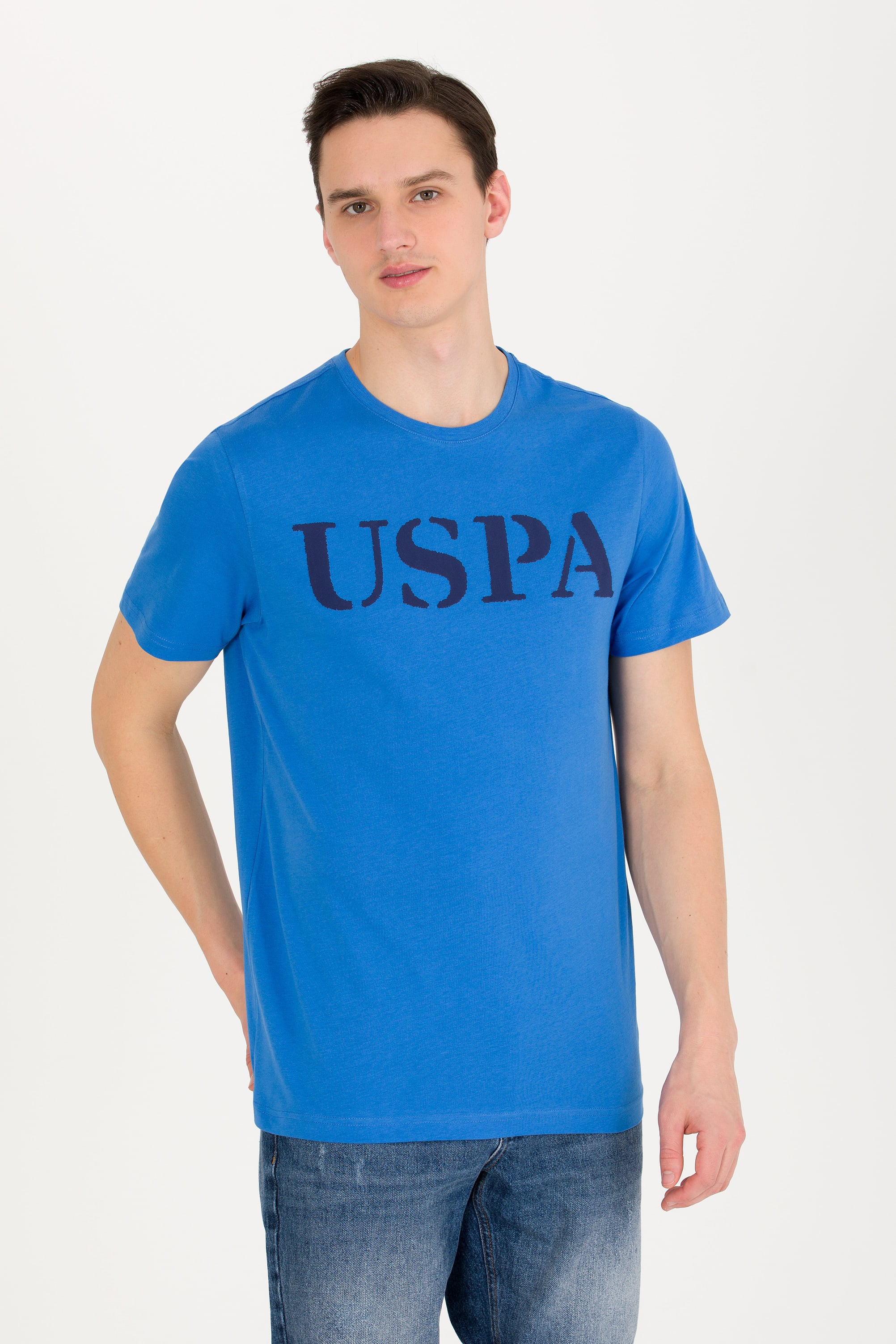 پولوشرت یقه گرد آبی رگولار آستین کوتاه مردانه یو اس پولو | US POLO ASSN
