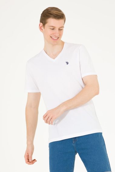 پولوشرت یقه هفت سفید  رگولار آستین کوتاه مردانه یو اس پولو | US POLO ASSN