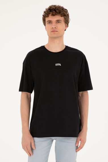 پولوشرت یقه گرد سیاه  ریلکس آستین کوتاه مردانه یو اس پولو | US POLO ASSN