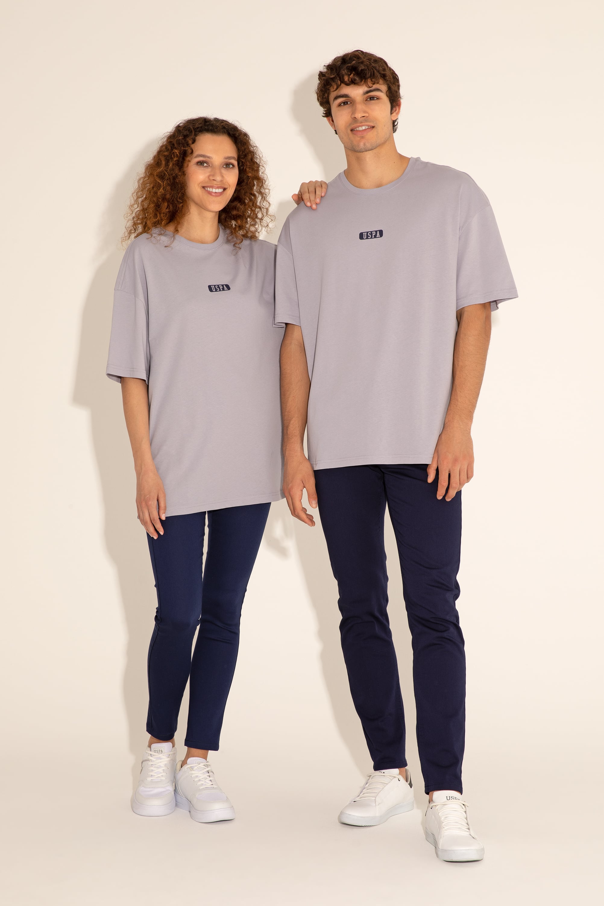 پولوشرت یقه گرد خاکستری Oversize آستین کوتاه مردانه یو اس پولو | US POLO ASSN