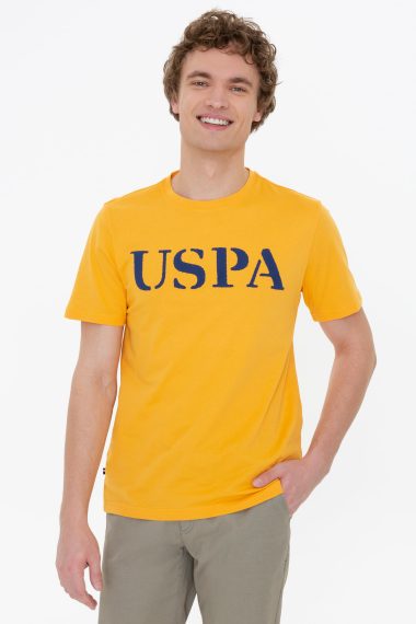 پولوشرت یقه گرد زرد تیره  رگولار آستین کوتاه مردانه یو اس پولو | US POLO ASSN
