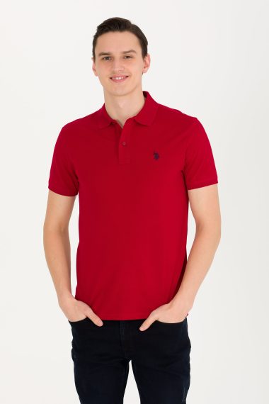 پولوشرت یقه پولو بورگاندی  اندامی آستین کوتاه مردانه یو اس پولو | US POLO ASSN