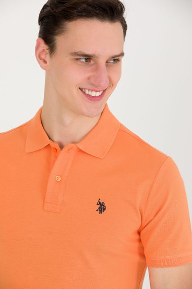 پولوشرت یقه پولو نارنجی  اندامی آستین کوتاه مردانه یو اس پولو | US POLO ASSN