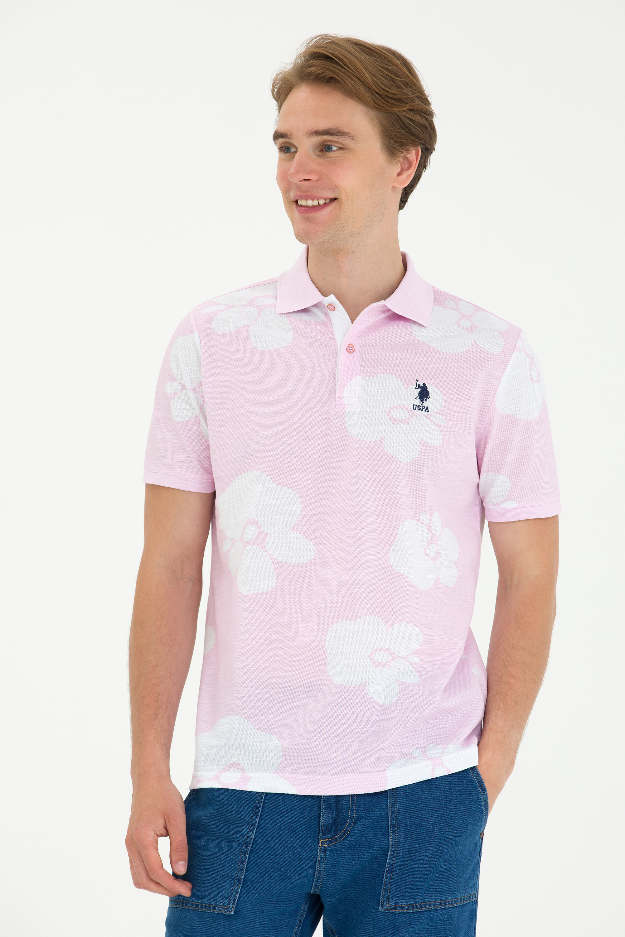 پولوشرت یقه پولو بنفش رگولار آستین کوتاه مردانه یو اس پولو | US POLO ASSN