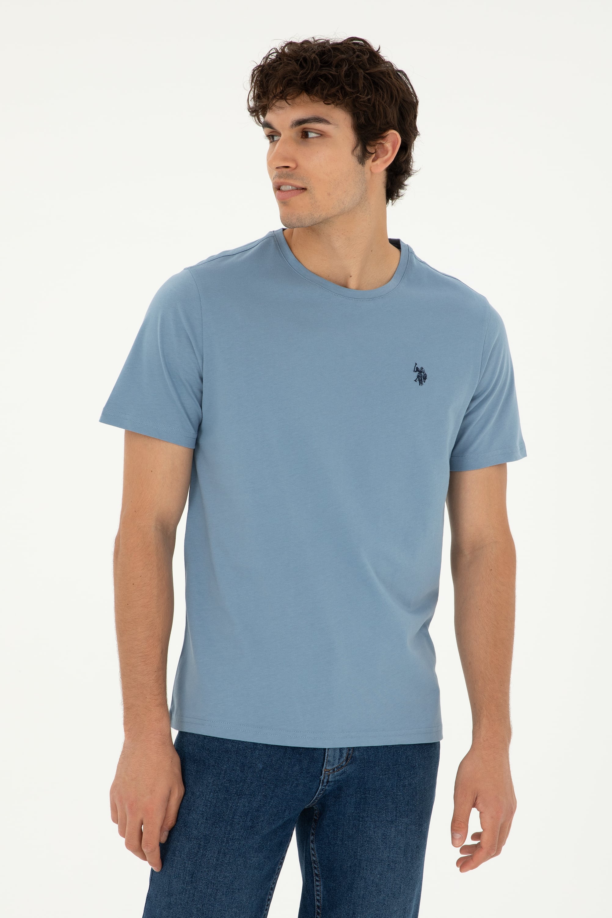 پولوشرت یقه گرد نیلی رگولار آستین کوتاه مردانه یو اس پولو | US POLO ASSN