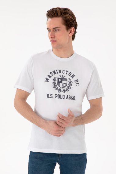 پولوشرت یقه گرد سفید  رگولار آستین کوتاه مردانه یو اس پولو | US POLO ASSN