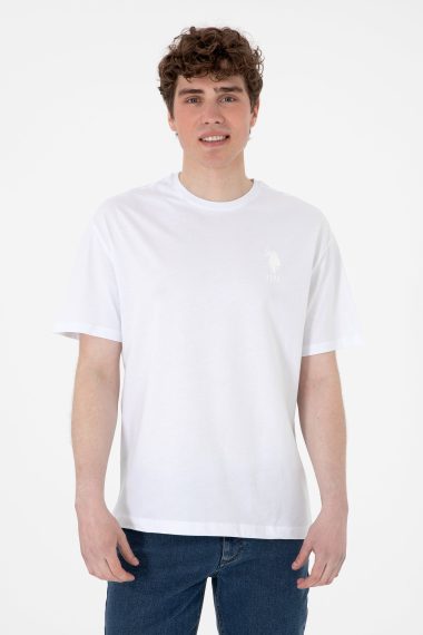 پولوشرت یقه گرد سفید  ریلکس  مردانه یو اس پولو | US POLO ASSN