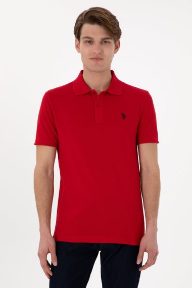 پولوشرت یقه پیراهنی قرمز  اندامی آستین کوتاه مردانه یو اس پولو | US POLO ASSN