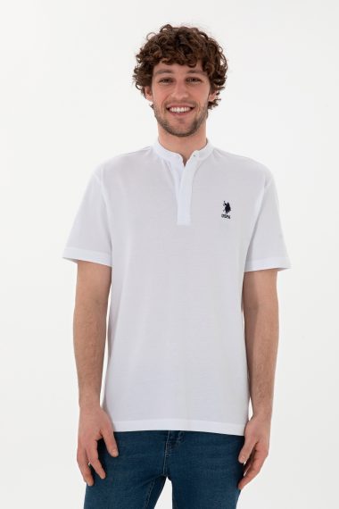 پولوشرت یقه دیپلمات سفید  رگولار آستین کوتاه مردانه یو اس پولو | US POLO ASSN