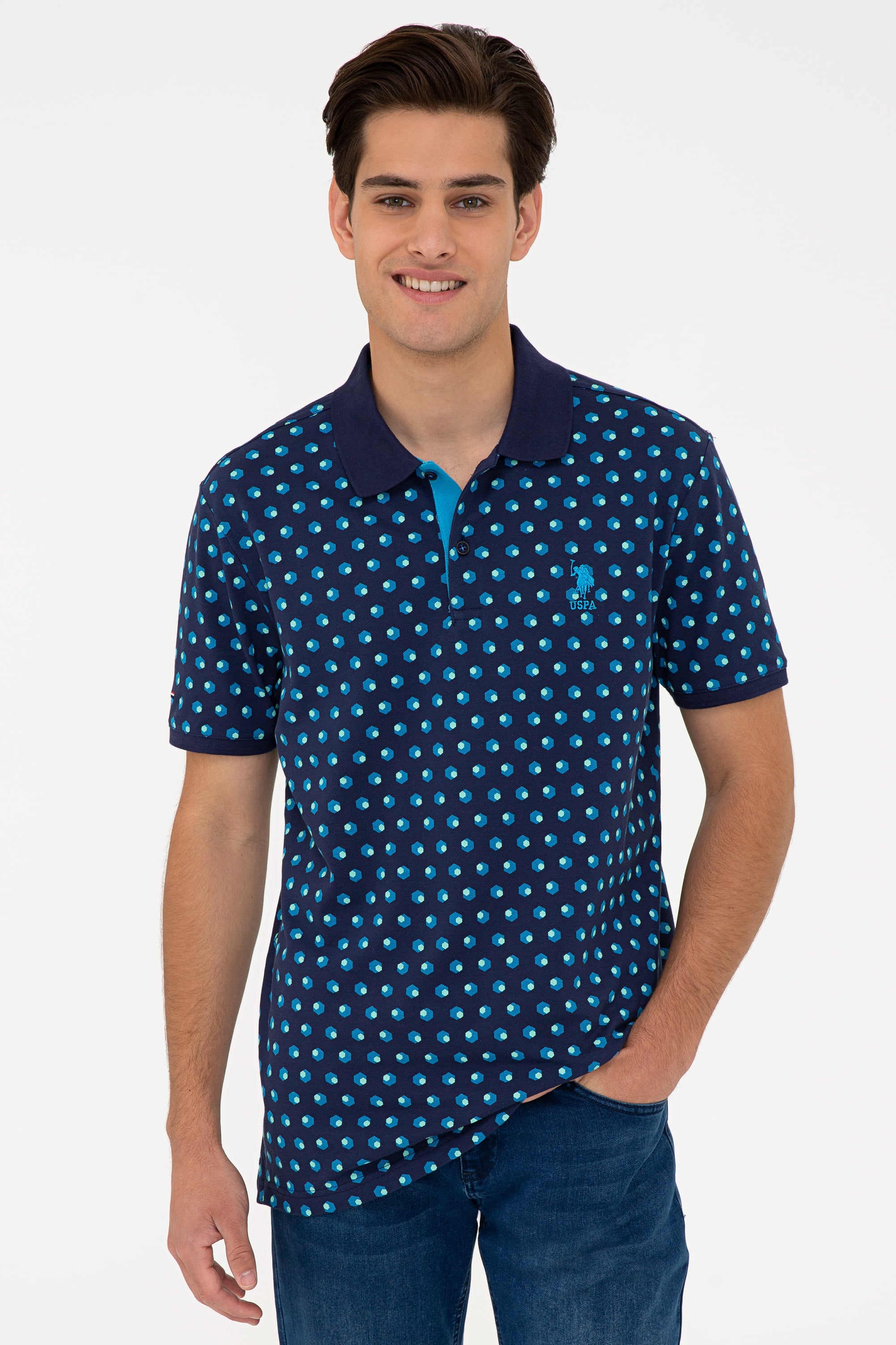 پولوشرت یقه پولو لاجورد رگولار آستین کوتاه مردانه یو اس پولو | US POLO ASSN