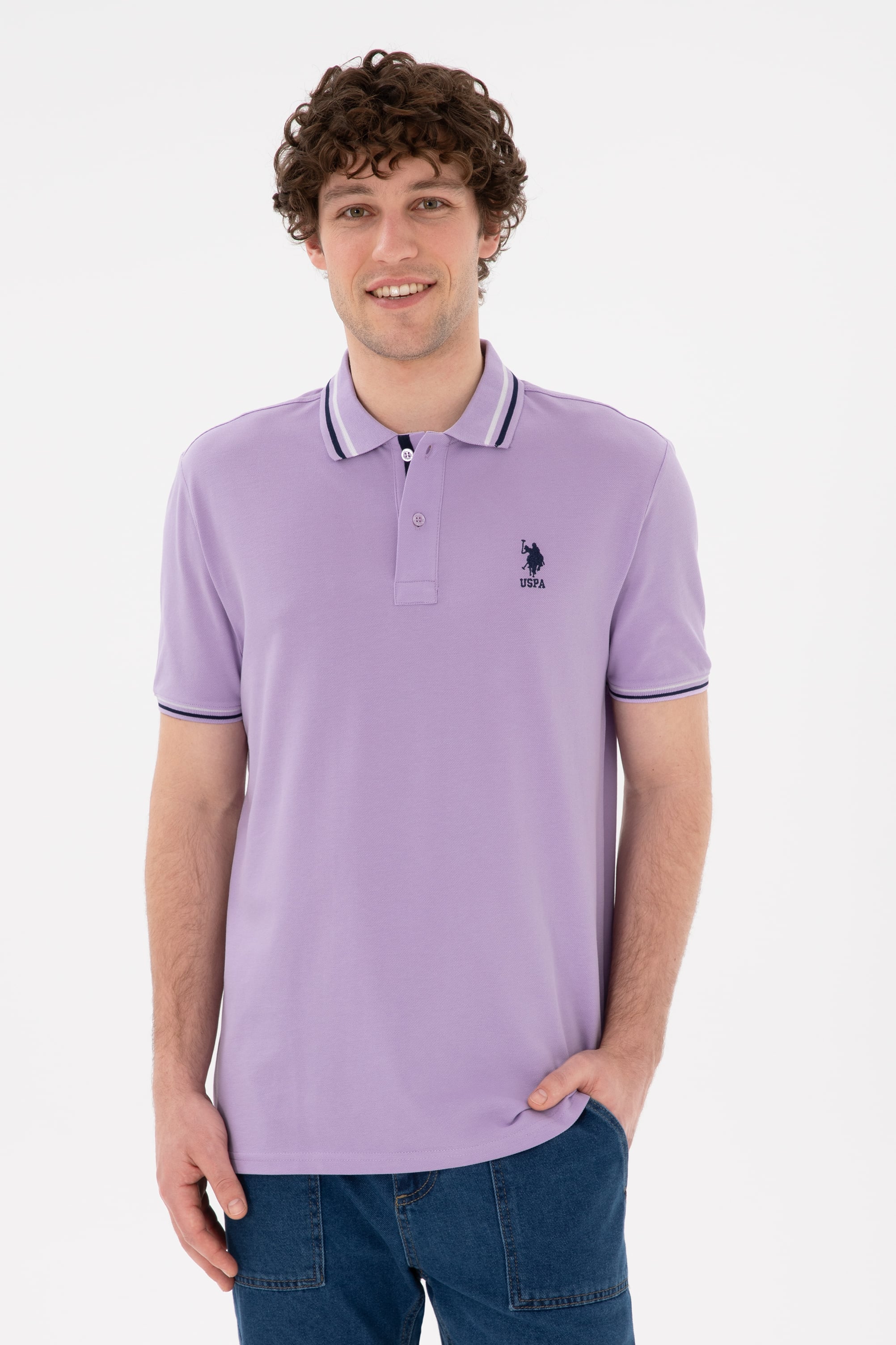 پولوشرت یقه پولو یاسی رگولار آستین کوتاه مردانه یو اس پولو | US POLO ASSN