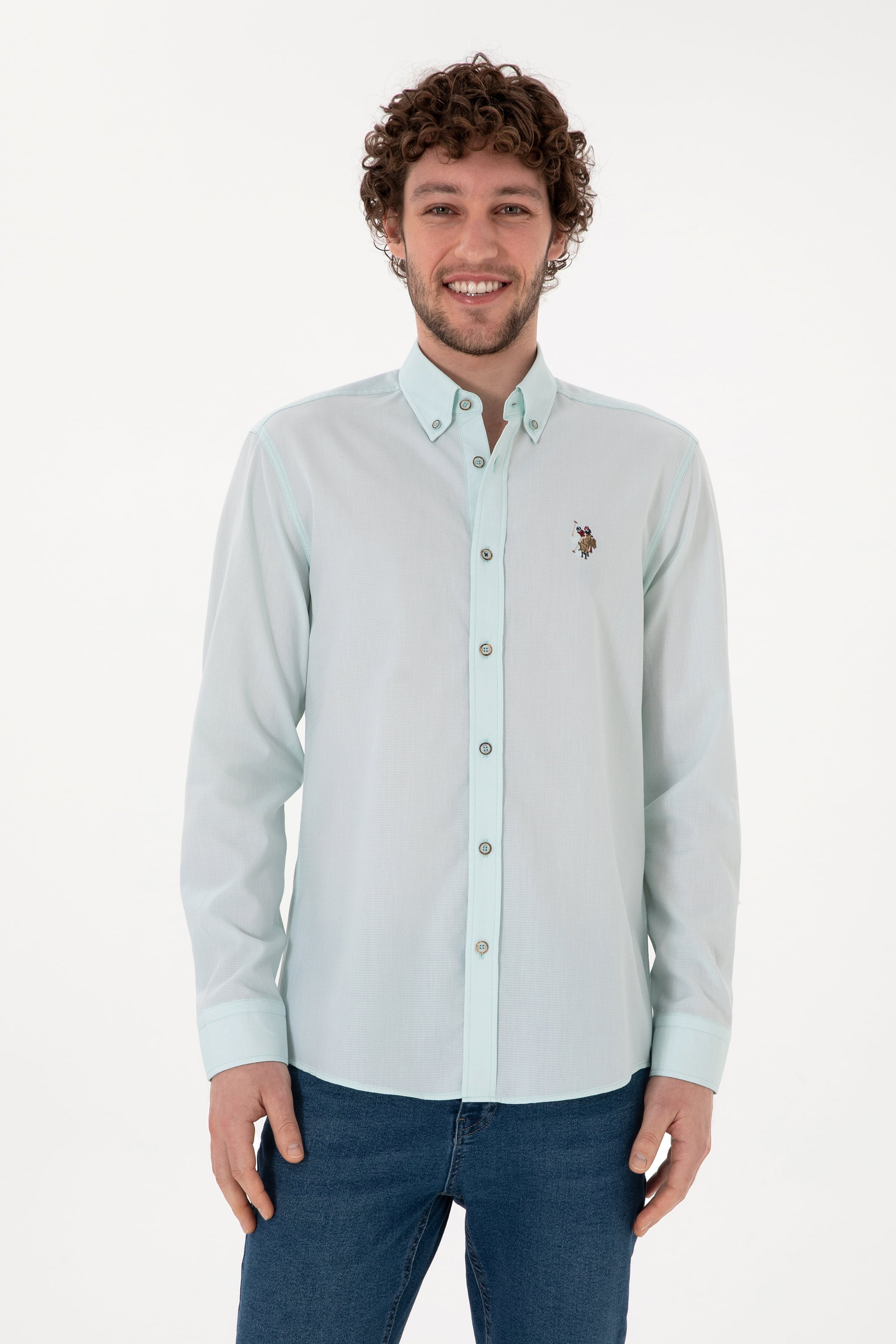 پیراهن بیسیک مرده اندامی مردانه یو اس پولو | US POLO ASSN