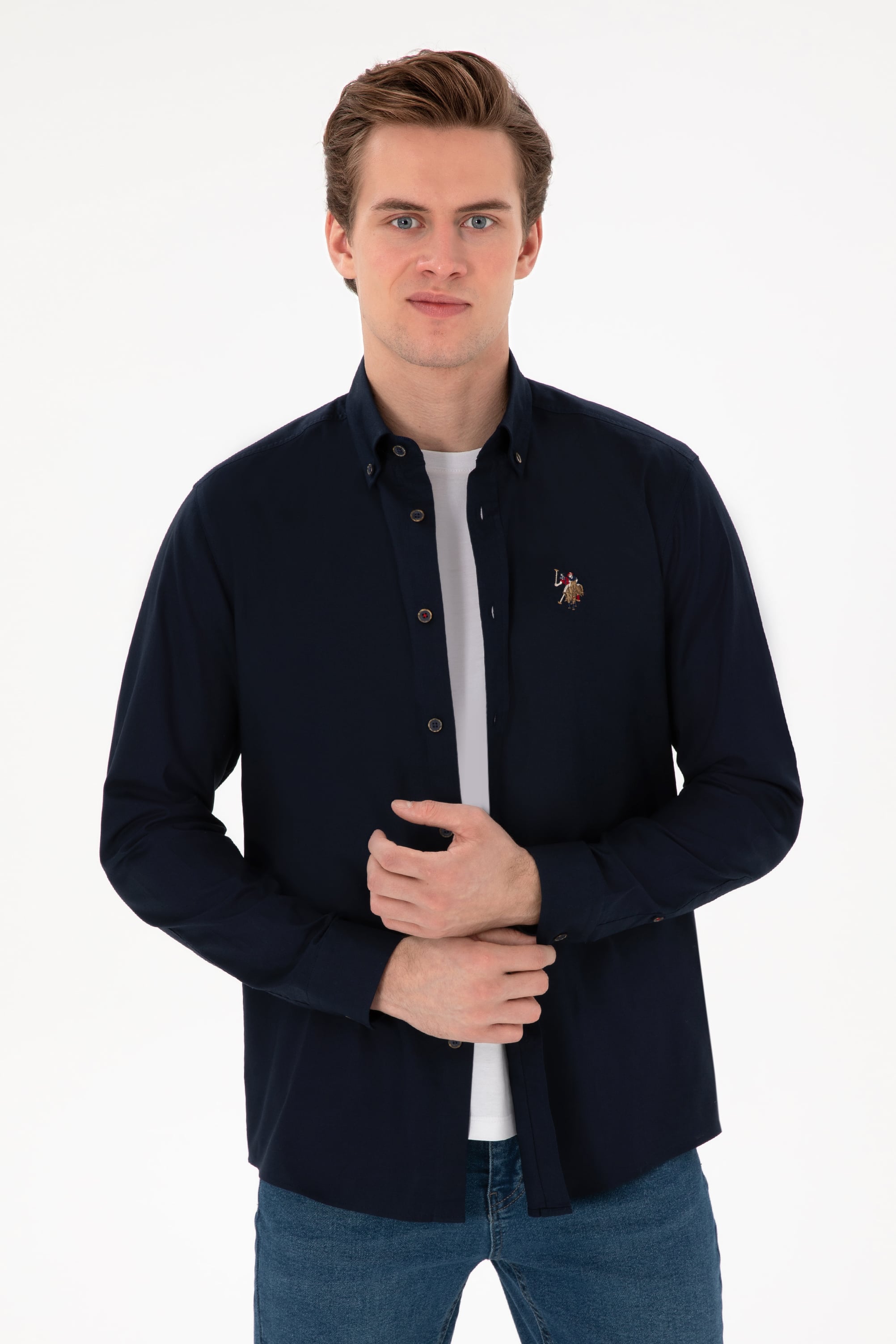 پیراهن بیسیک لاجورد رگولار مردانه یو اس پولو | US POLO ASSN