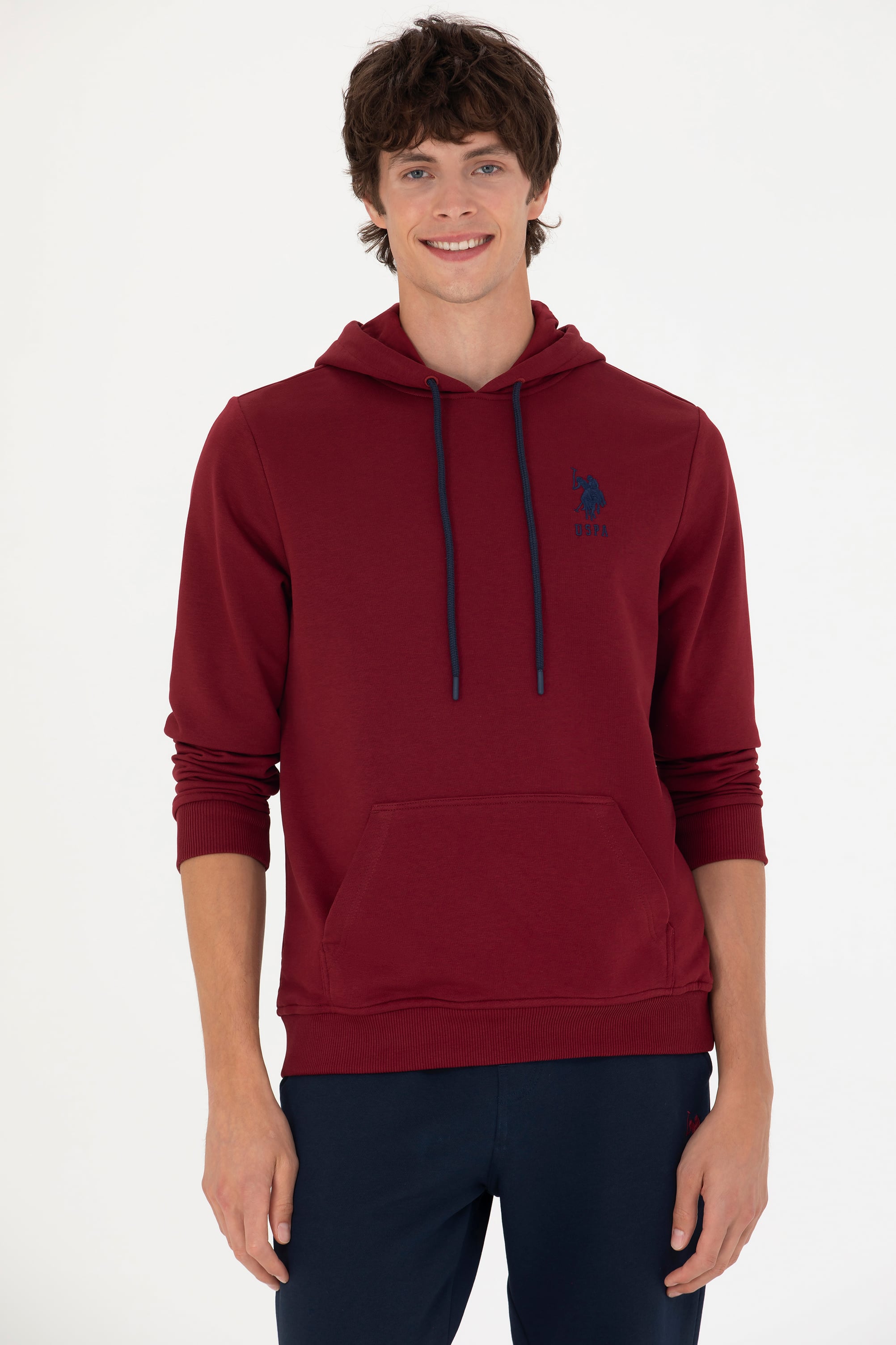 سویشرت هودی بورگاندی استاندارد فیت آستین بلند مردانه یو اس پولو | US POLO ASSN