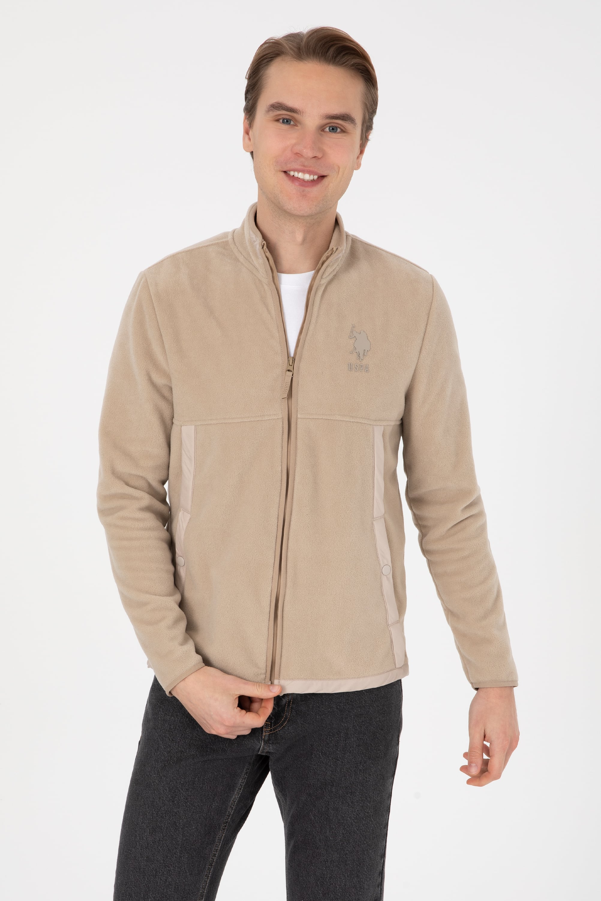 سویشرت بژ تیره رگولار مردانه یو اس پولو | US POLO ASSN