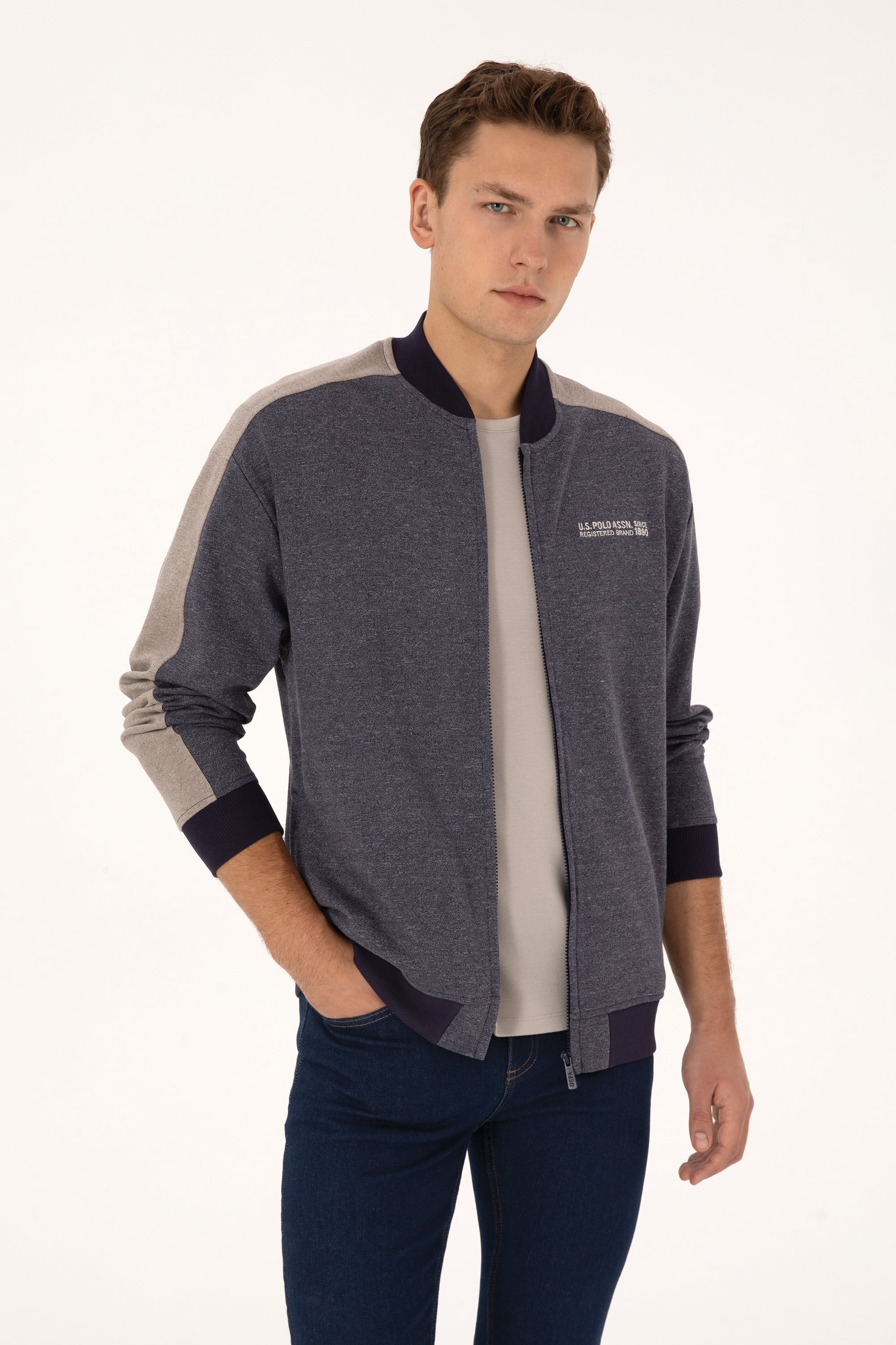 سویشرت بنفش رگولار مردانه یو اس پولو | US POLO ASSN