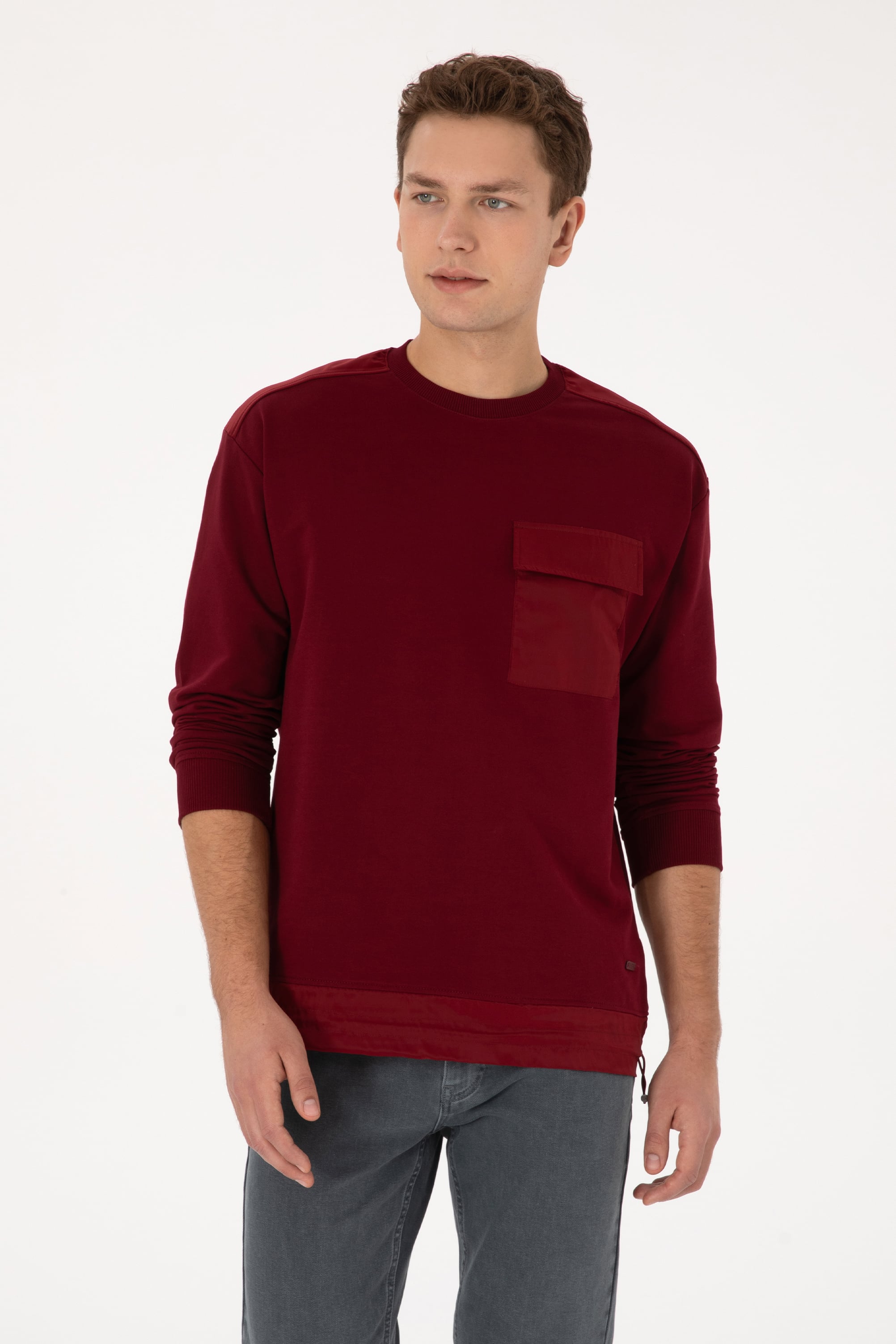 سویشرت بورگاندی ریلکس مردانه یو اس پولو | US POLO ASSN