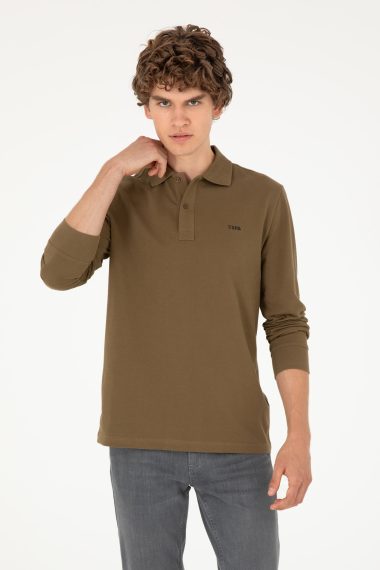 سویشرت یقه پولو خاکی  رگولار  مردانه یو اس پولو | US POLO ASSN
