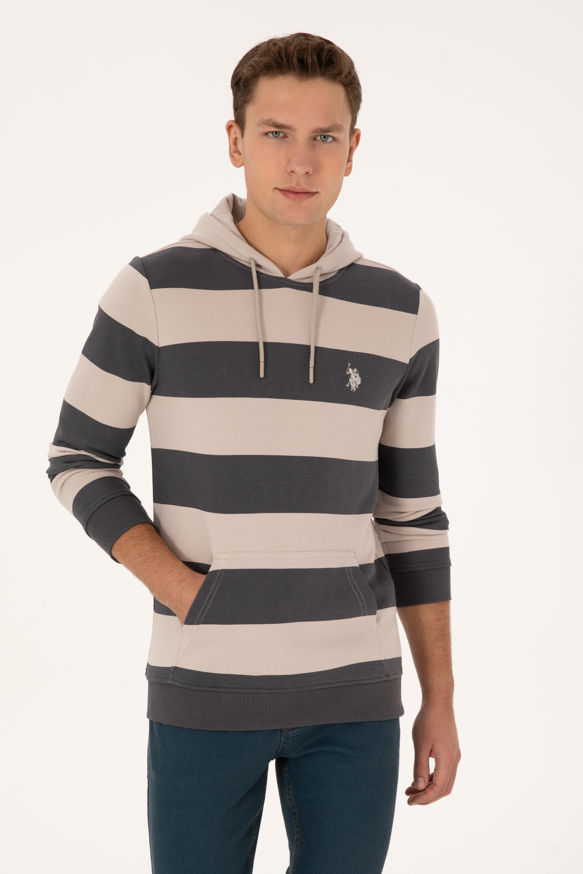 سویشرت خاکستری رگولار مردانه یو اس پولو | US POLO ASSN