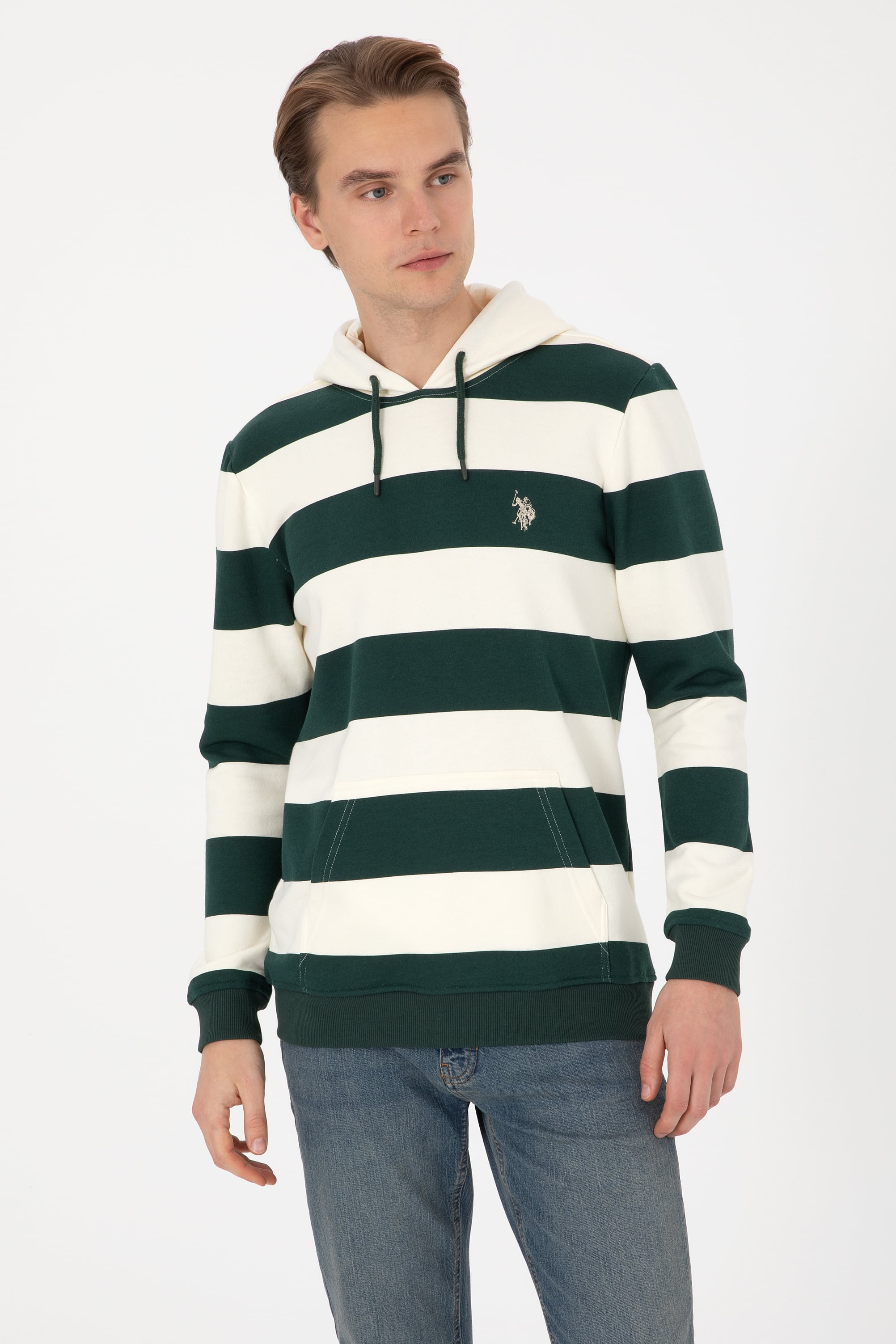 سویشرت سبز تیره رگولار مردانه یو اس پولو | US POLO ASSN