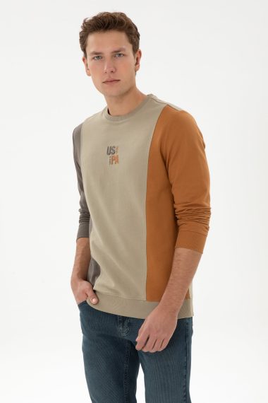 سویشرت  خاکی روشن  رگولار  مردانه یو اس پولو | US POLO ASSN