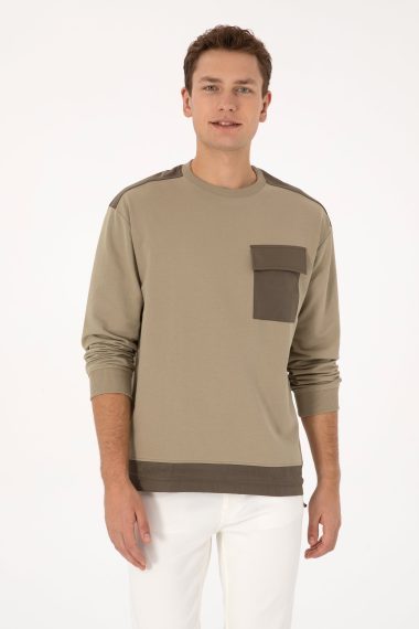 سویشرت  خاکی روشن  ریلکس  مردانه یو اس پولو | US POLO ASSN