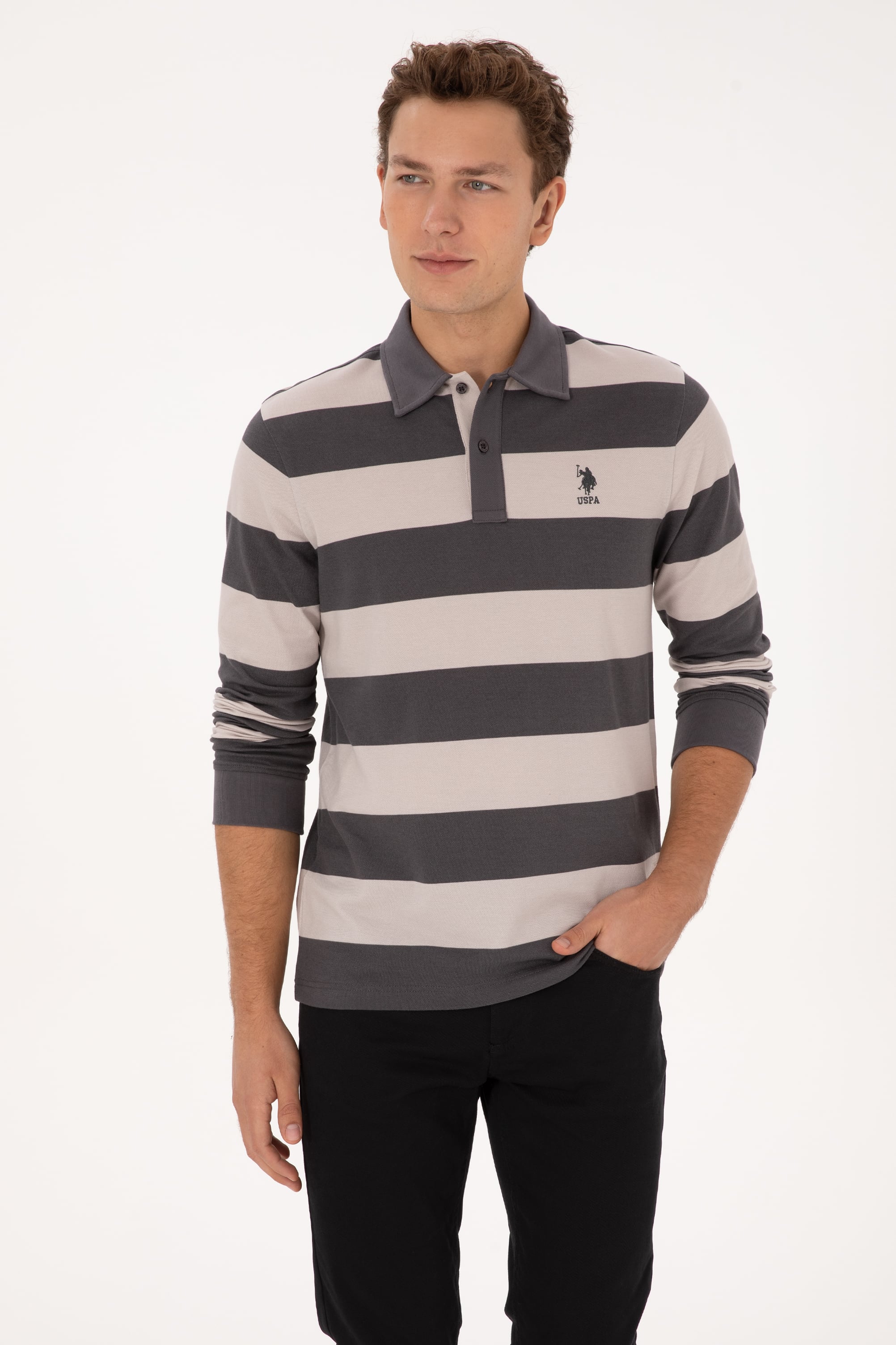 سویشرت خاکستری رگولار مردانه یو اس پولو | US POLO ASSN