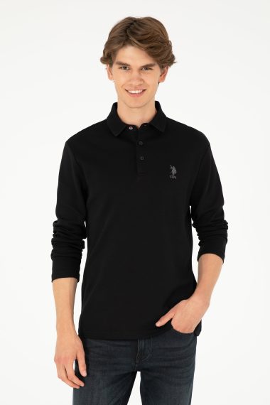 سویشرت یقه پولو سیاه  رگولار  مردانه یو اس پولو | US POLO ASSN