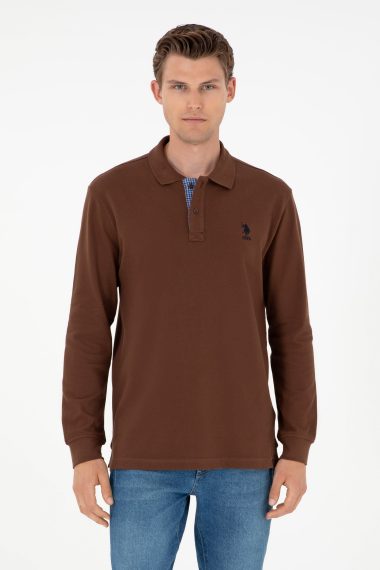 سویشرت یقه پولو قهوه ای  رگولار  مردانه یو اس پولو | US POLO ASSN