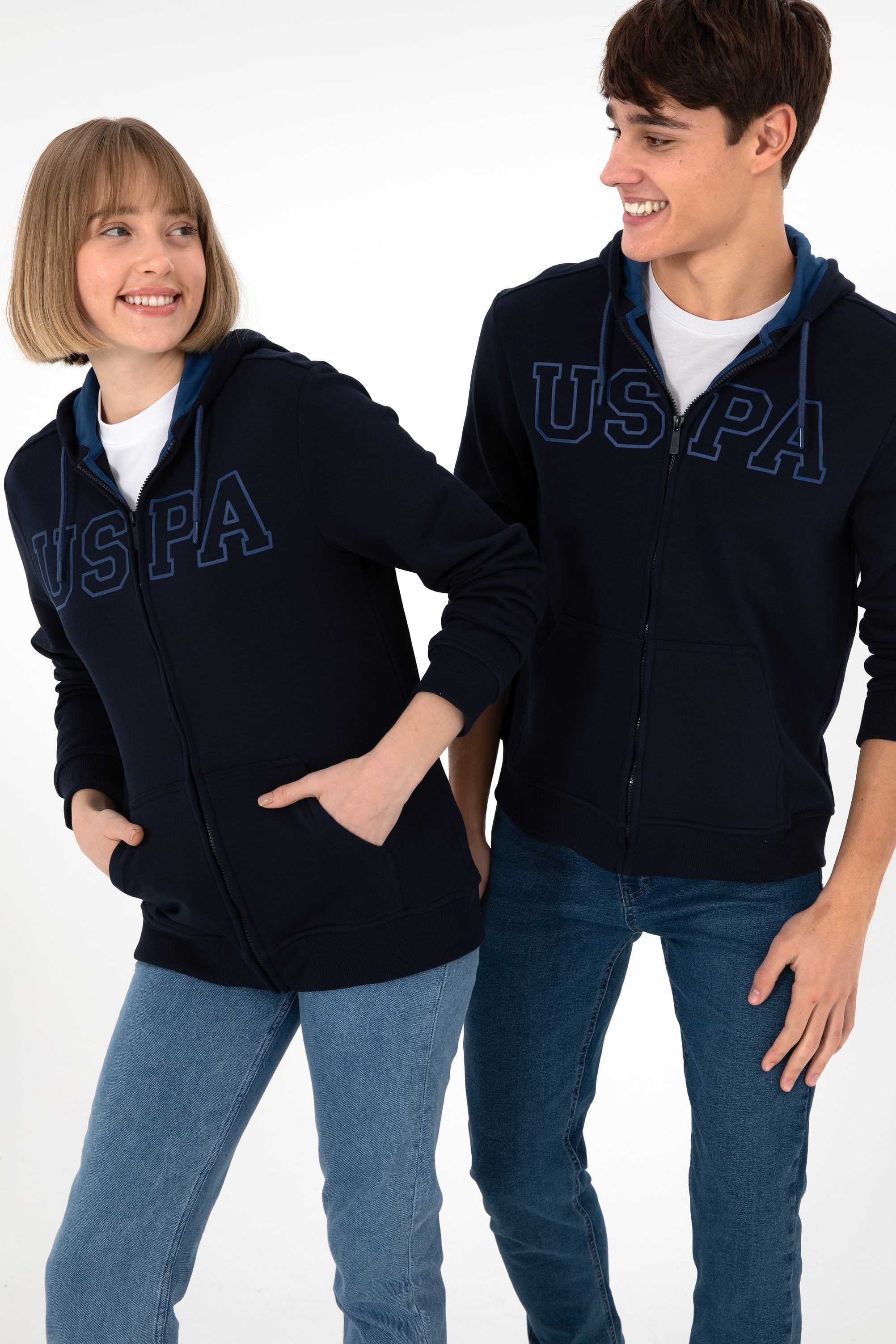 سویشرت هودی لاجورد رگولار آستین بلند مردانه یو اس پولو | US POLO ASSN
