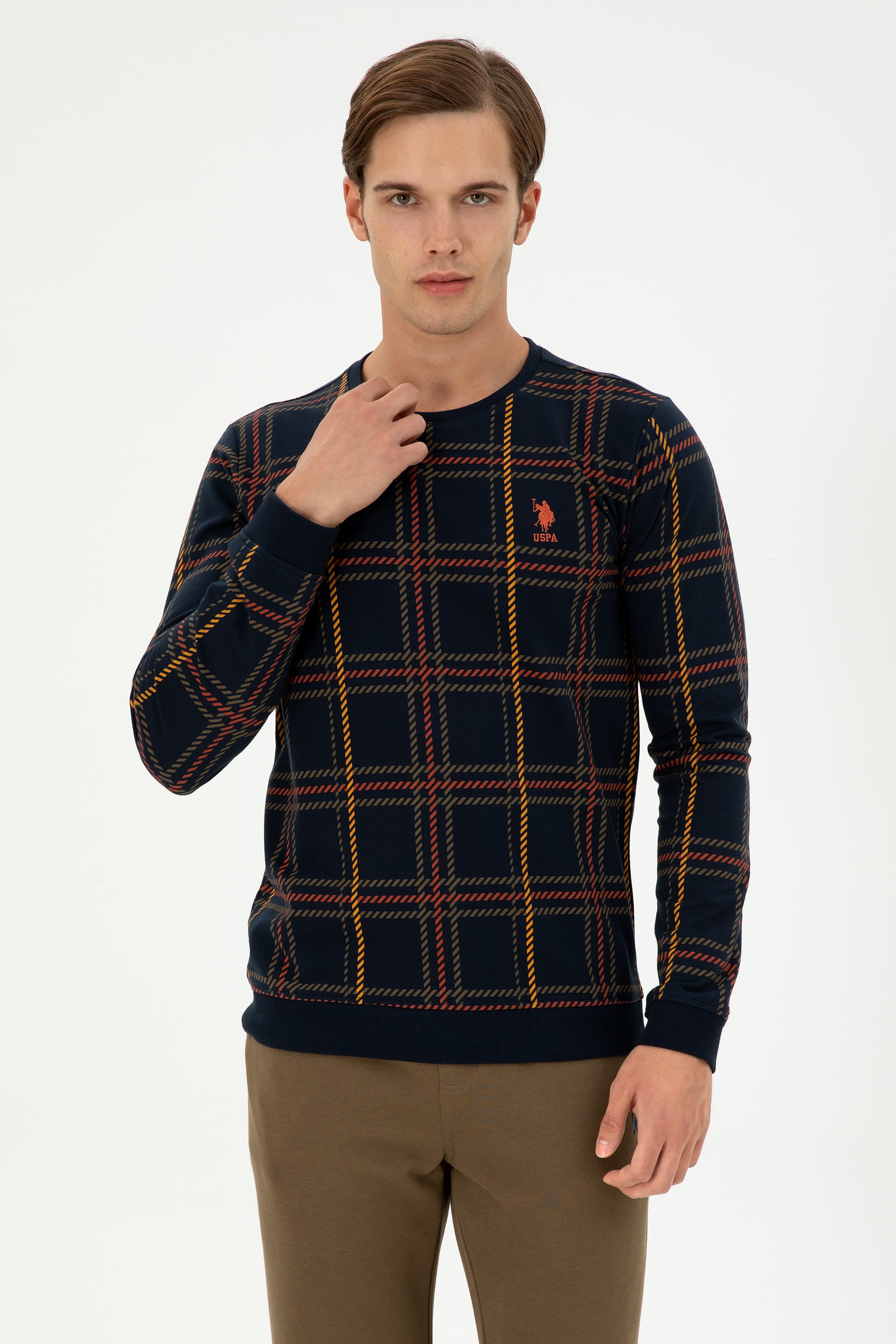 سویشرت یقه گرد لاجورد رگولار مردانه یو اس پولو | US POLO ASSN
