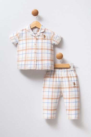 ست پیژامه  سفید  استاندارد فیت  نوزاد دختر یو اس پولو | US POLO ASSN