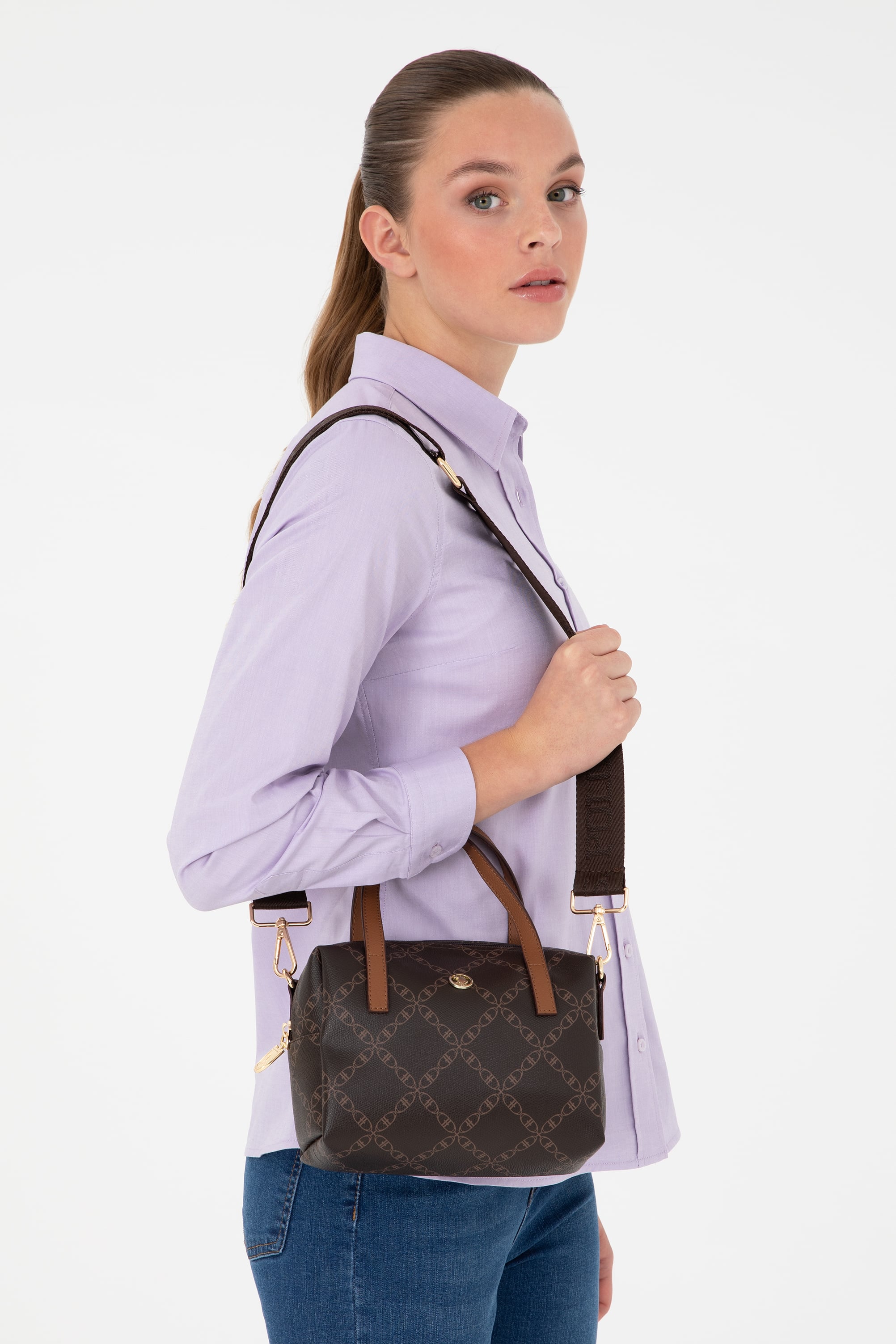 کیف دستی قهوه ای استاندارد فیت زنانه یو اس پولو | US POLO ASSN