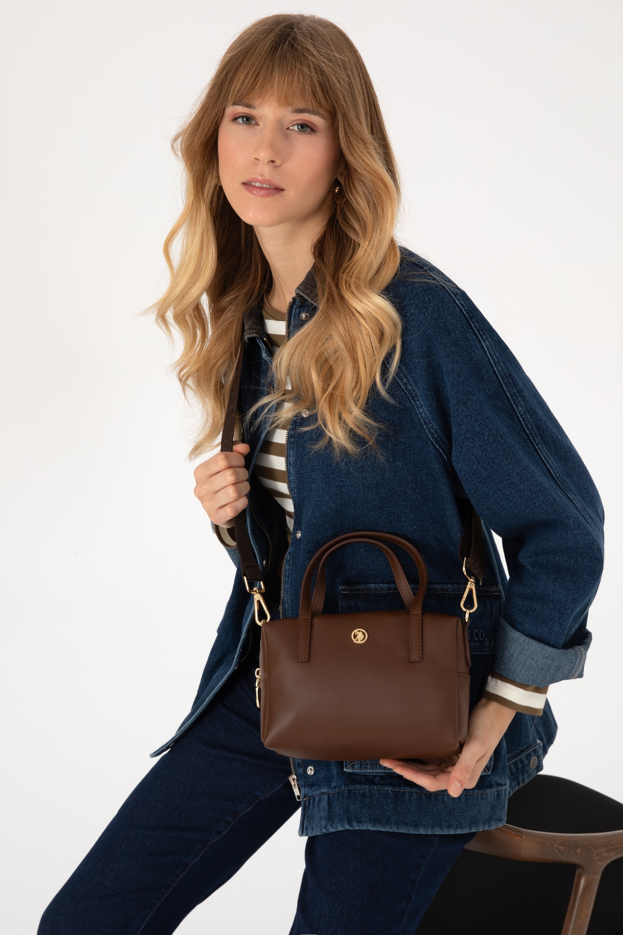 کیف قهوه ای روشن استاندارد فیت زنانه یو اس پولو | US POLO ASSN