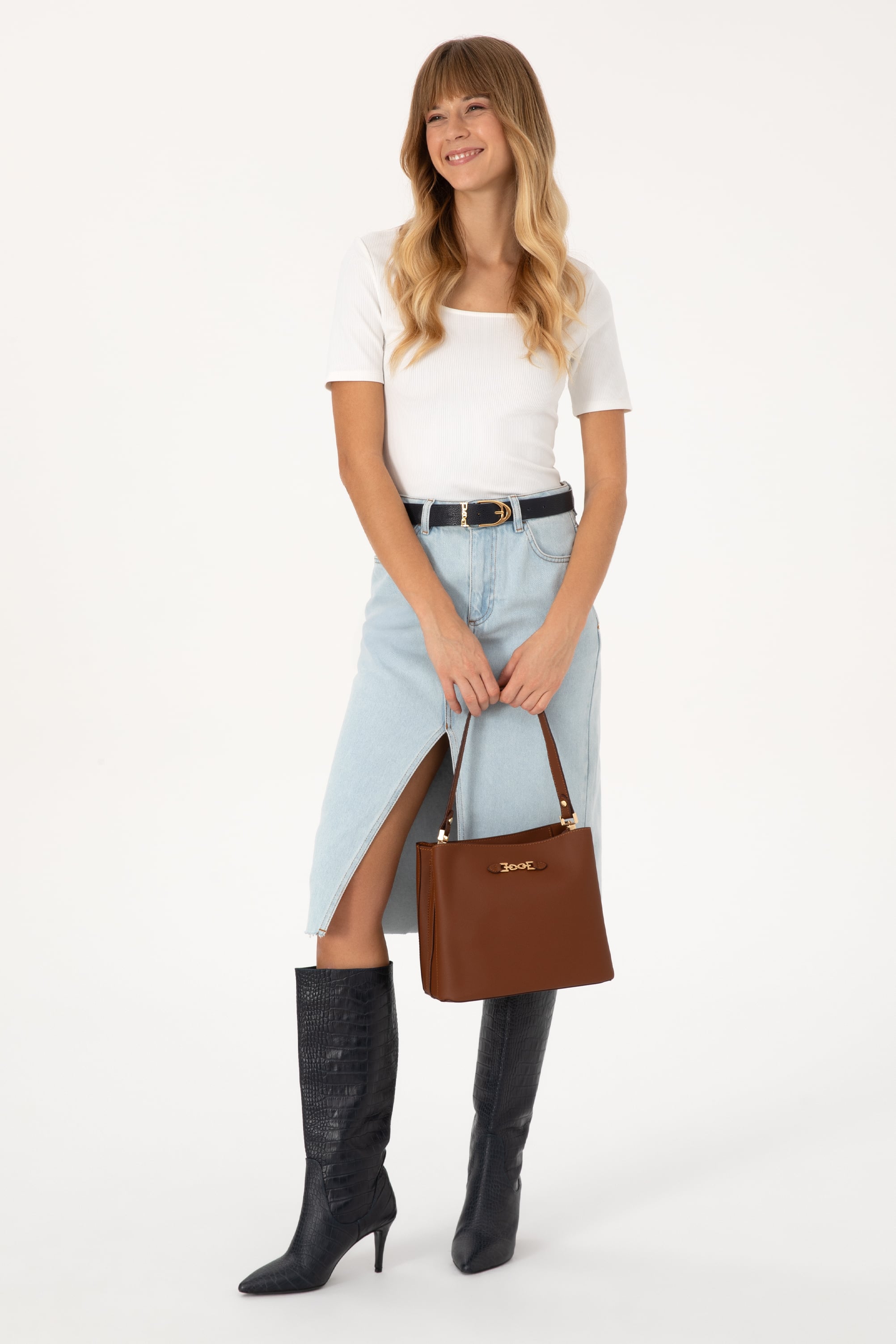 کیف دستی قهوه ای روشن استاندارد فیت زنانه یو اس پولو | US POLO ASSN