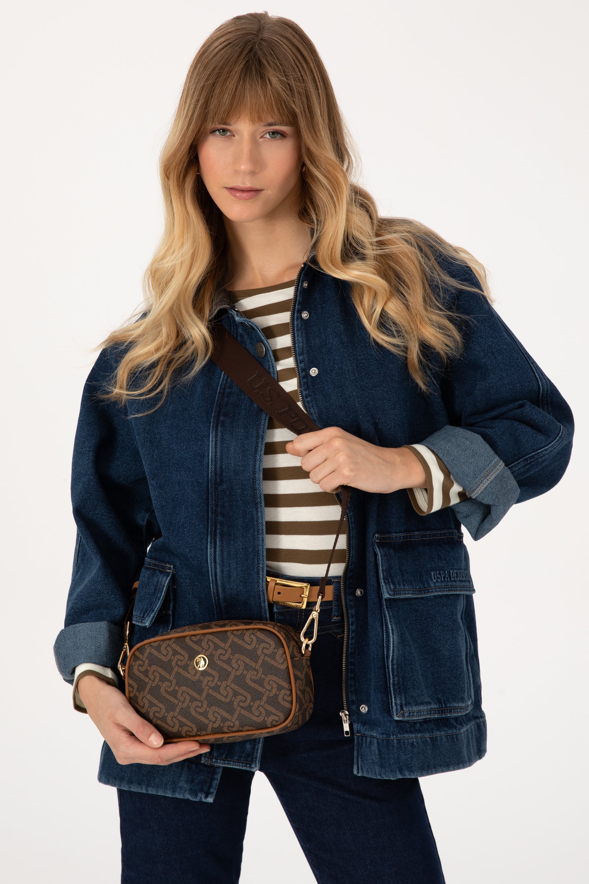 کیف رودوشی قهوه ای استاندارد فیت زنانه یو اس پولو | US POLO ASSN