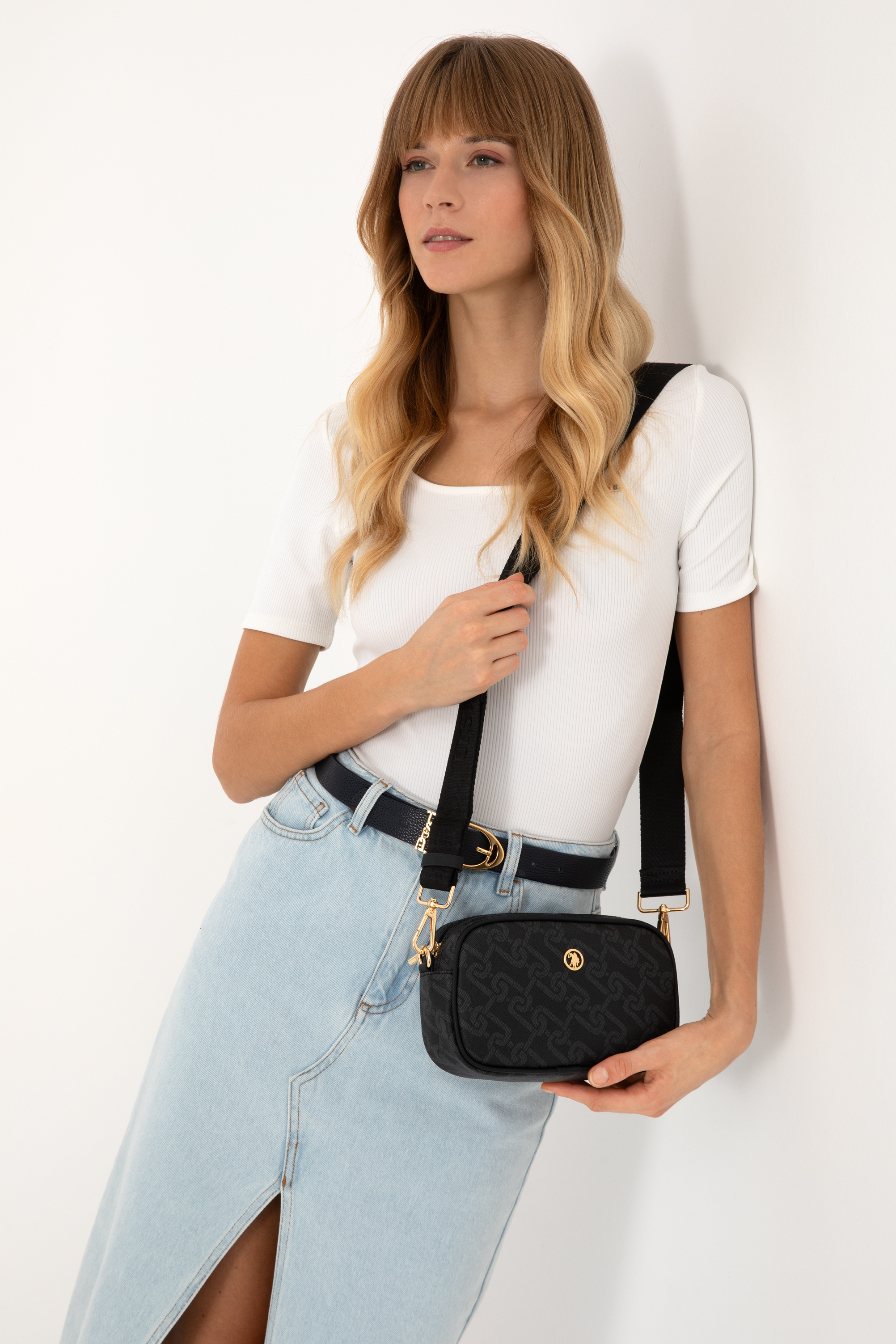 کیف رودوشی سیاه استاندارد فیت زنانه یو اس پولو | US POLO ASSN