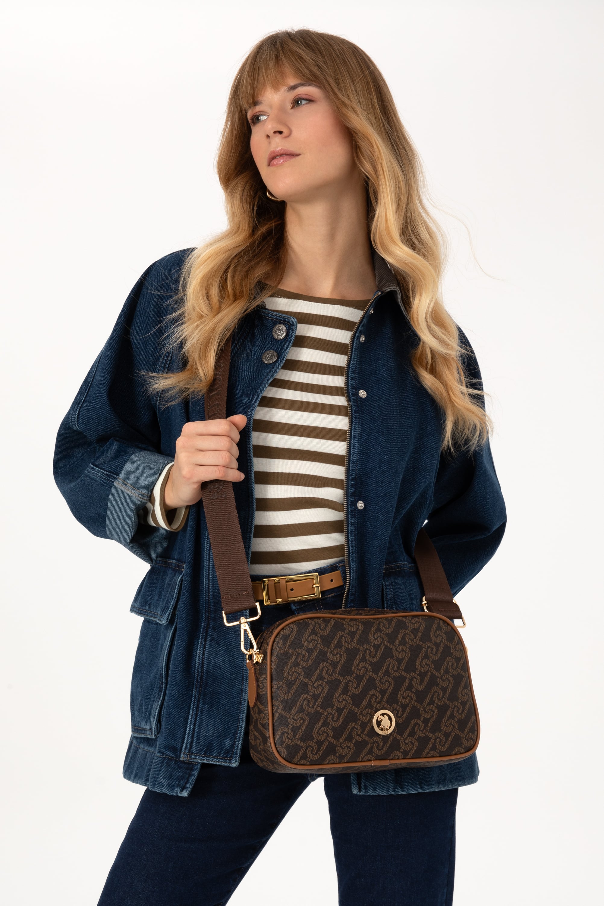 کیف رودوشی قهوه ای استاندارد فیت زنانه یو اس پولو | US POLO ASSN