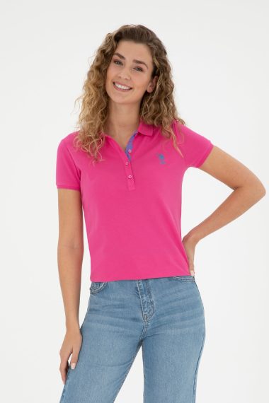 تی شرت یقه پولو ارغوانی  اندامی  زنانه یو اس پولو | US POLO ASSN