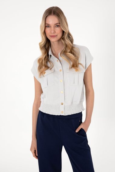 تی شرت  خاکستری  Crop Top  زنانه یو اس پولو | US POLO ASSN