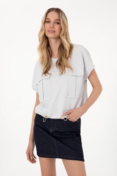 تی شرت یقه گرد خاکستری روشن  ریلکس  زنانه یو اس پولو | US POLO ASSN
