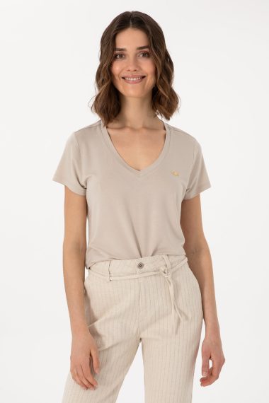 تی شرت  خاکستری  ریلکس  زنانه یو اس پولو | US POLO ASSN